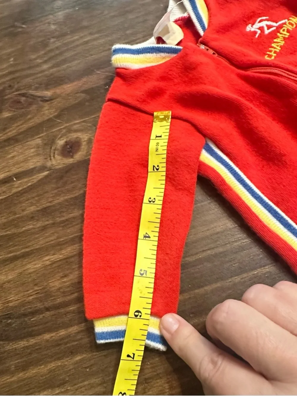 Vintage 1970’s Champion Newborn Red Bodysuit with Stripes